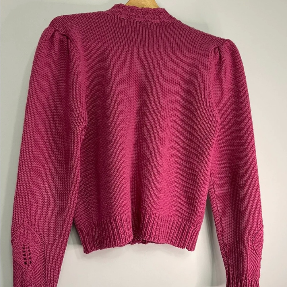 Sold-Vintage 100% wool knit cardigan - Picture 4 of 7